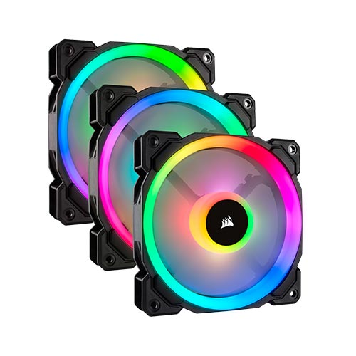 CORSAIR LL120 RGB 120mm Dual Light Loop RGB LED PWM Fan — 3 Fan Pack with Lighting Node PRO