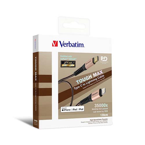 Verbatim Type C to Lightning Cable with Kevlar 120cm Gold